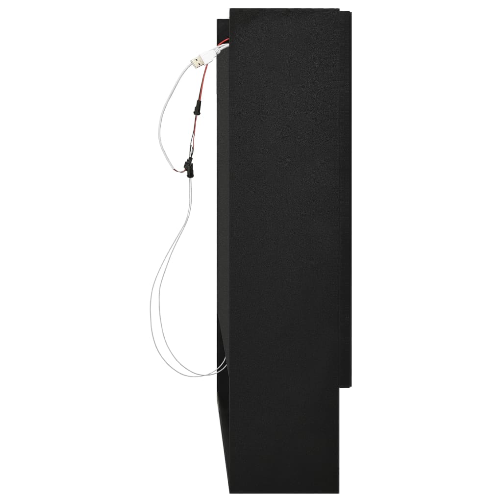 badeværelsesskab med spejl + LED 80x15x60 cm MDF sort