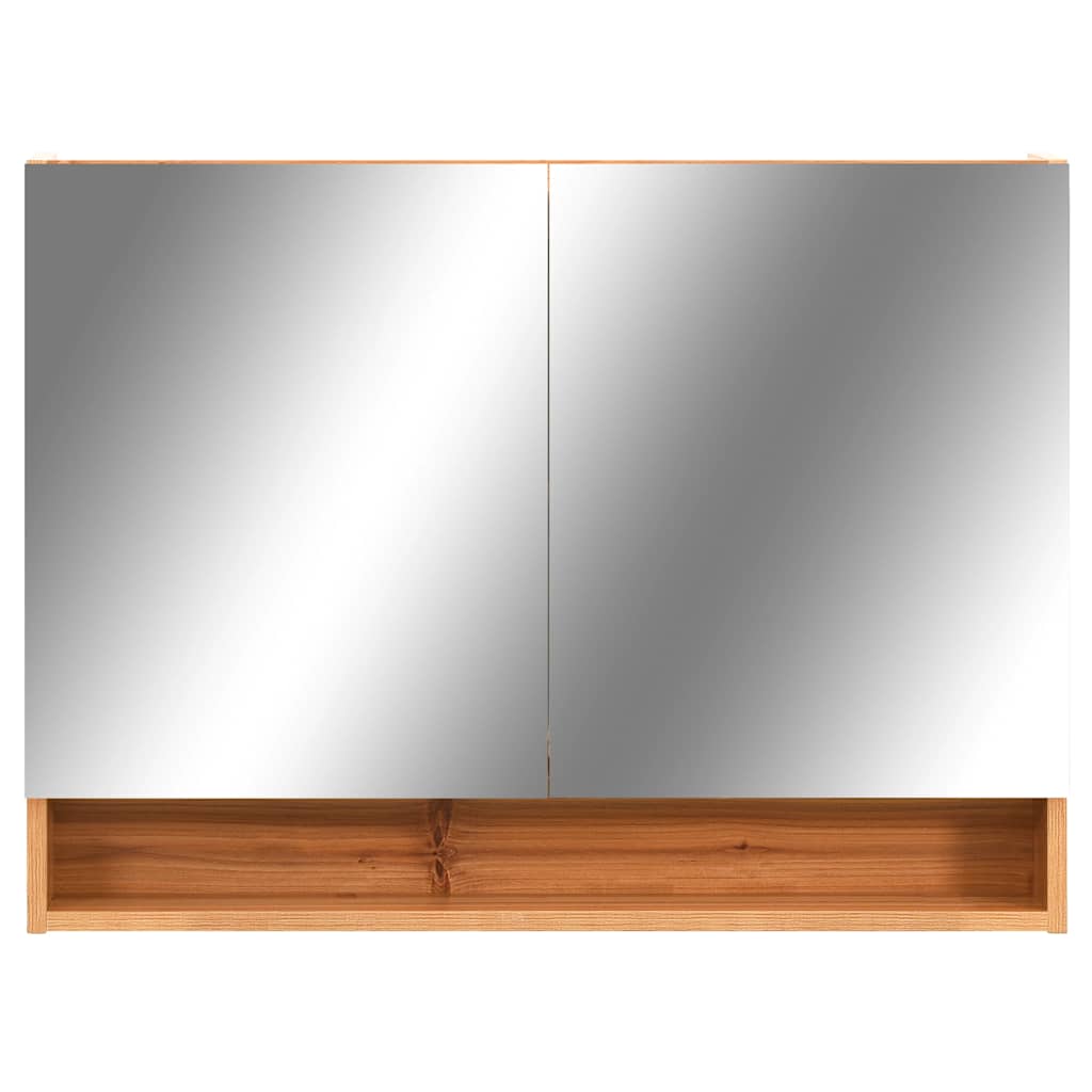 badeværelsesskab med spejl + LED 80x15x60 cm MDF egetræsfarvet