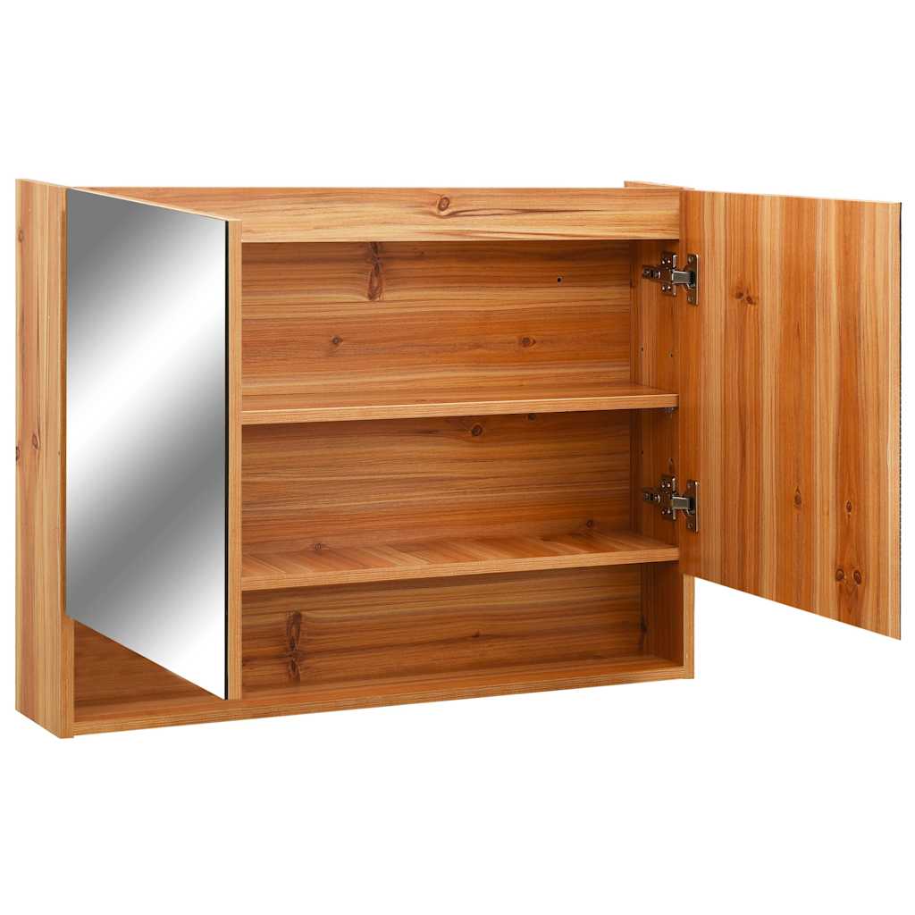 badeværelsesskab med spejl + LED 80x15x60 cm MDF egetræsfarvet