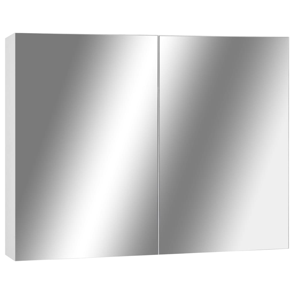 badeværelsesskab med spejl + LED 80x15x60 cm MDF hvid