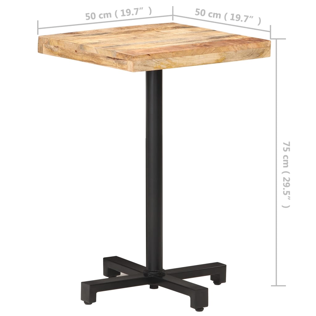 bistrobord 50x50x75 cm firkantet ru mangotræ