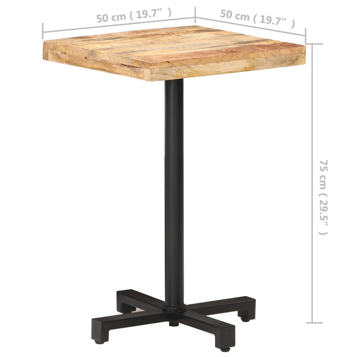 bistrobord 50x50x75 cm firkantet ru mangotræ
