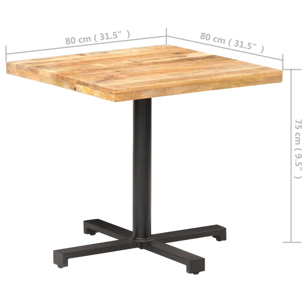bistrobord 80x80x75 cm firkantet ru mangotræ
