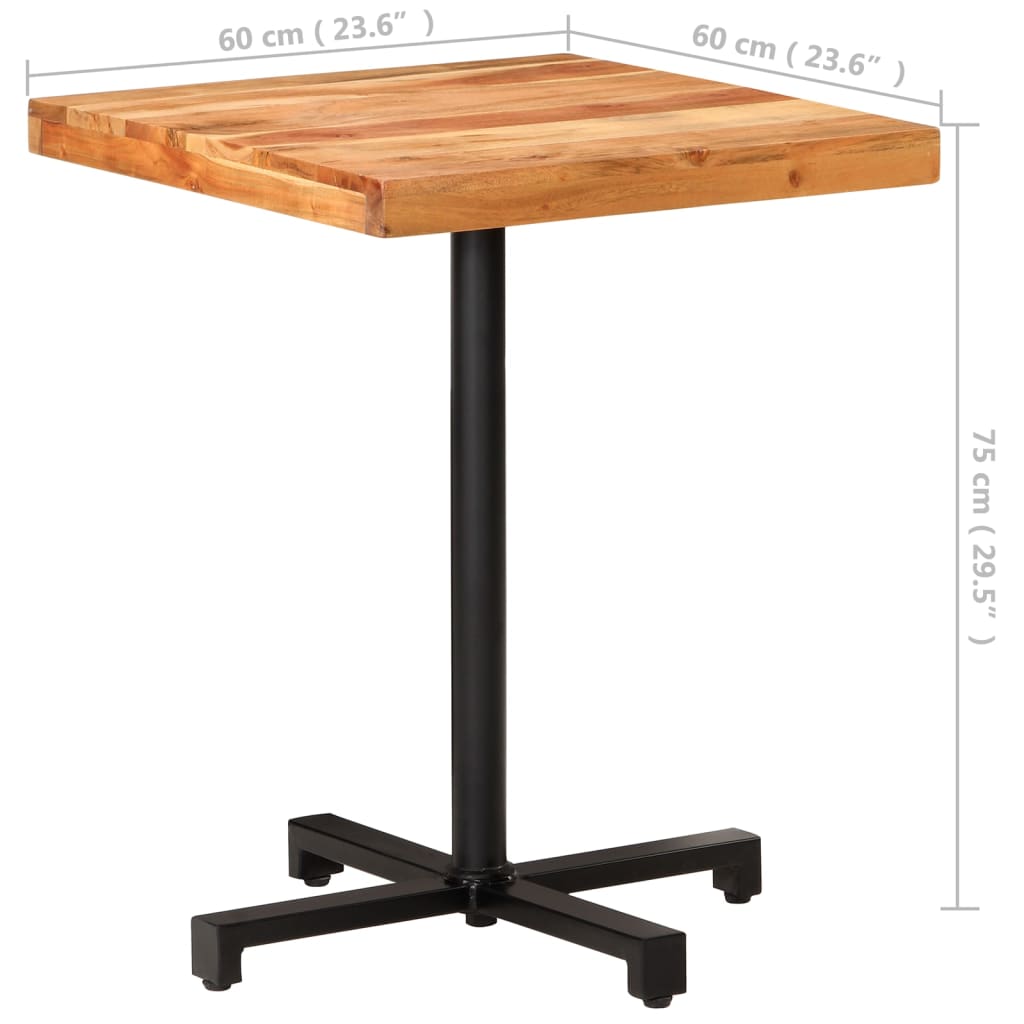 bistrobord 60x60x75 cm firkantet massivt akacietræ