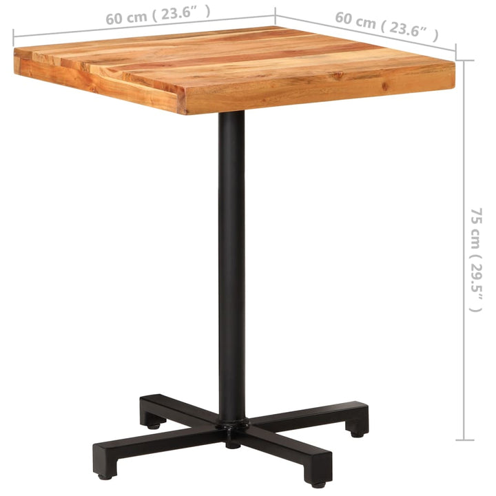 bistrobord 60x60x75 cm firkantet massivt akacietræ