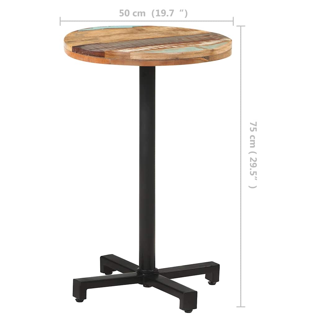 bistrobord Ø50x75 cm rund massivt genbrugstræ