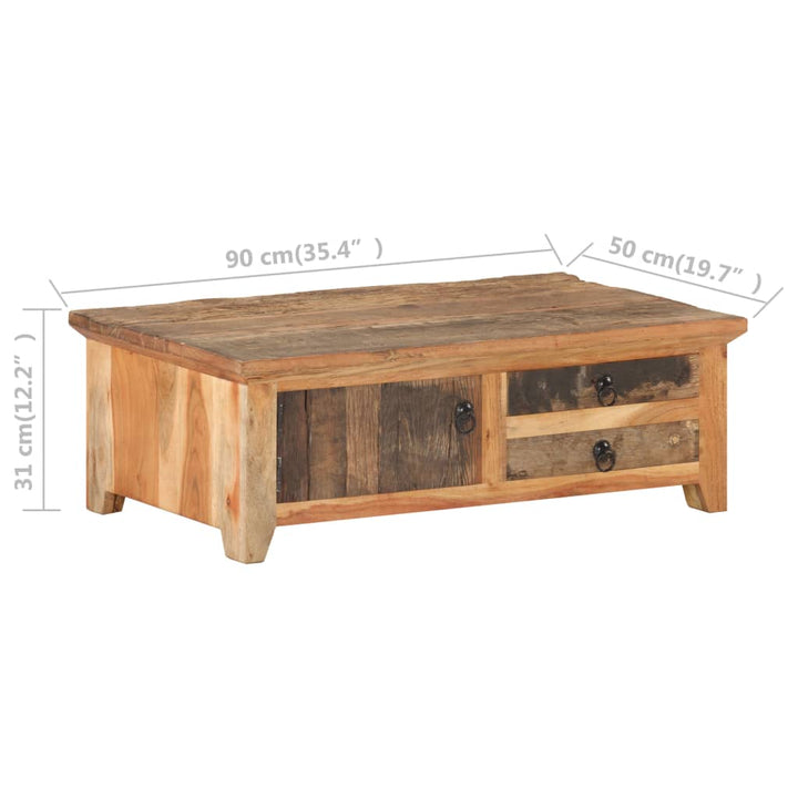 sofabord 90x50x31 cm massivt genbrugstræ