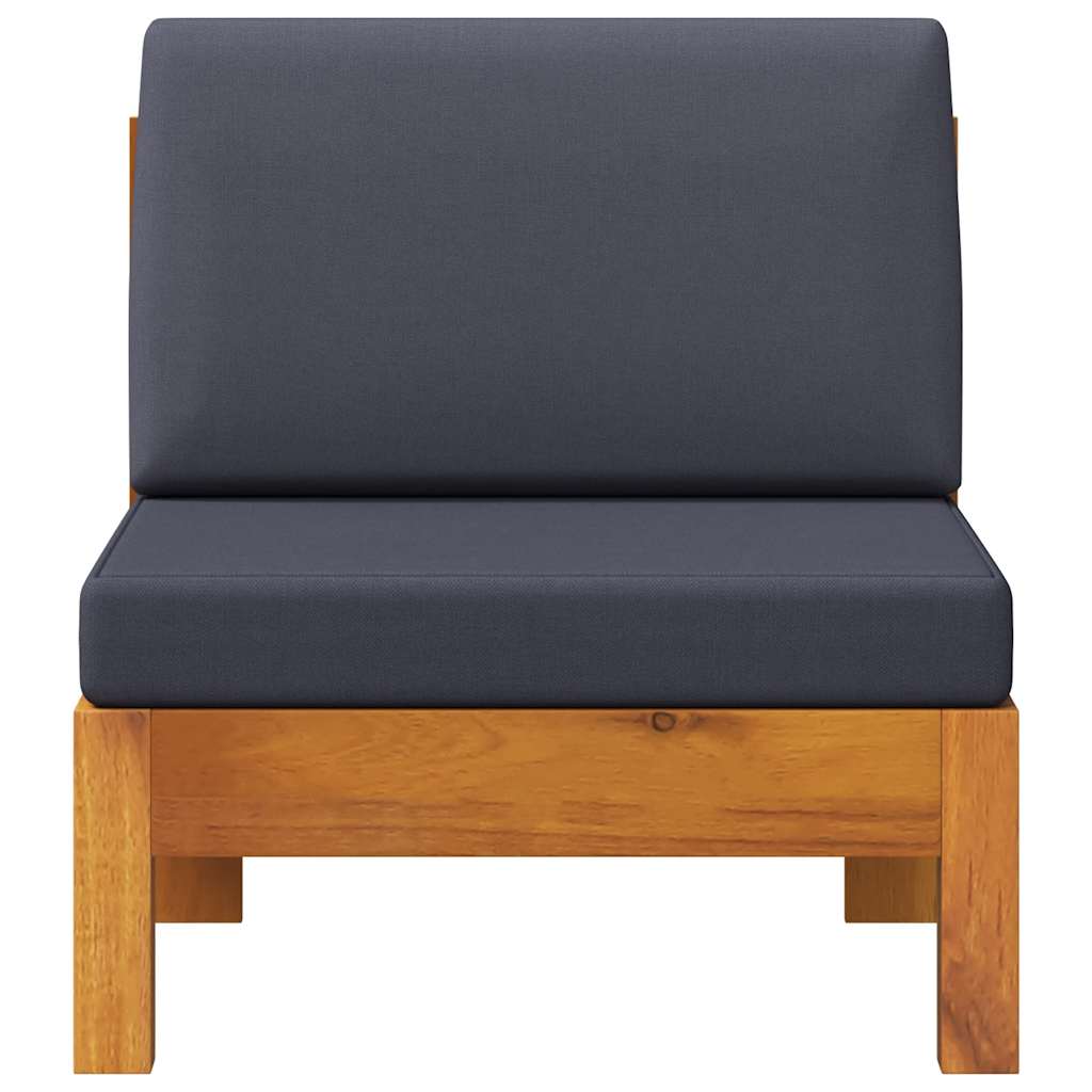 midterdel til sofa med mørkegrå hynder massivt akacietræ