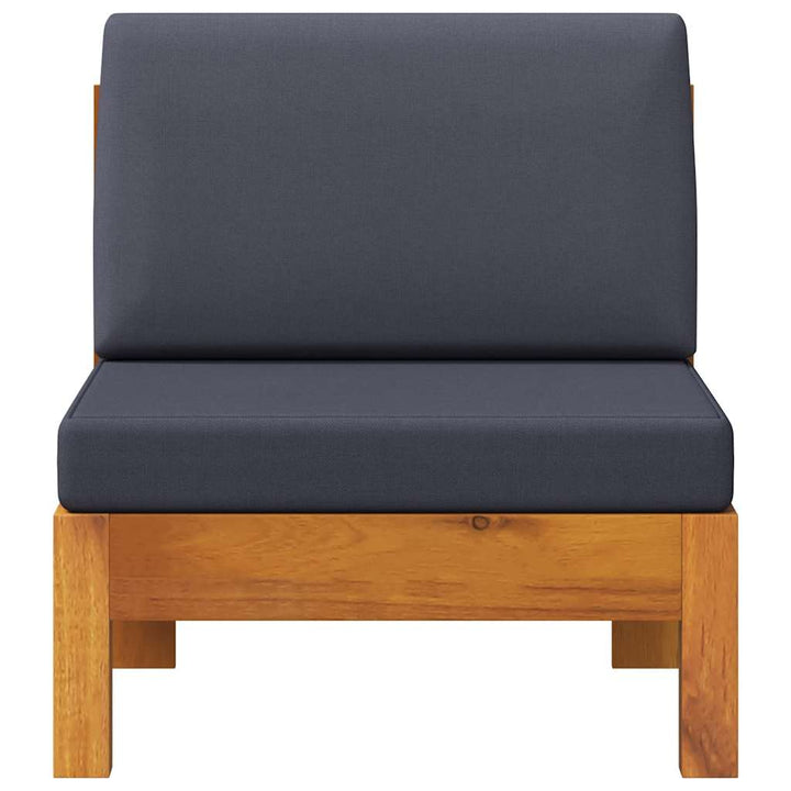 midterdel til sofa med mørkegrå hynder massivt akacietræ