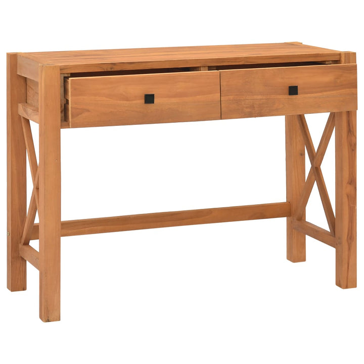 skrivebord med 2 skuffer 100x40x75 cm teaktræ