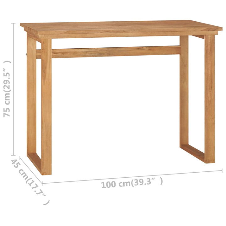 skrivebord 100x45x75 cm massivt teaktræ