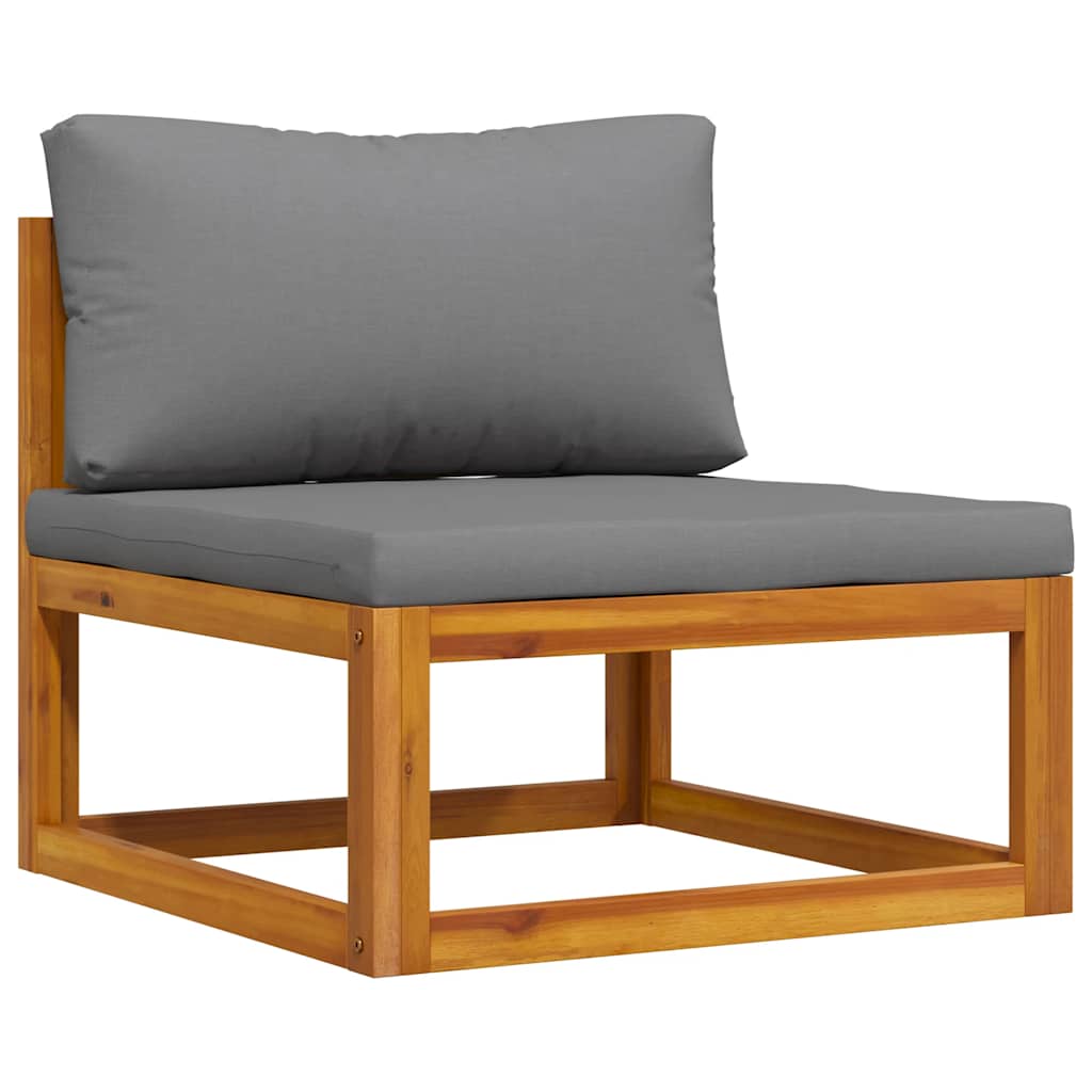 sofasæt 2 dele med mørkegrå hynder massivt akacietræ