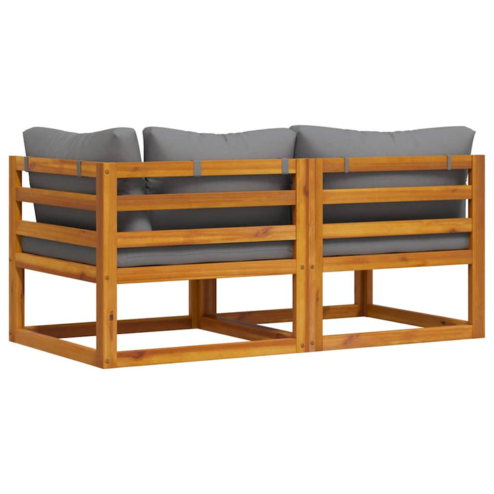 sofasæt 2 dele med mørkegrå hynder massivt akacietræ