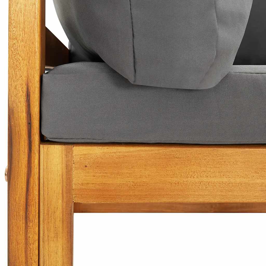 sofasæt 2 dele med mørkegrå hynder massivt akacietræ