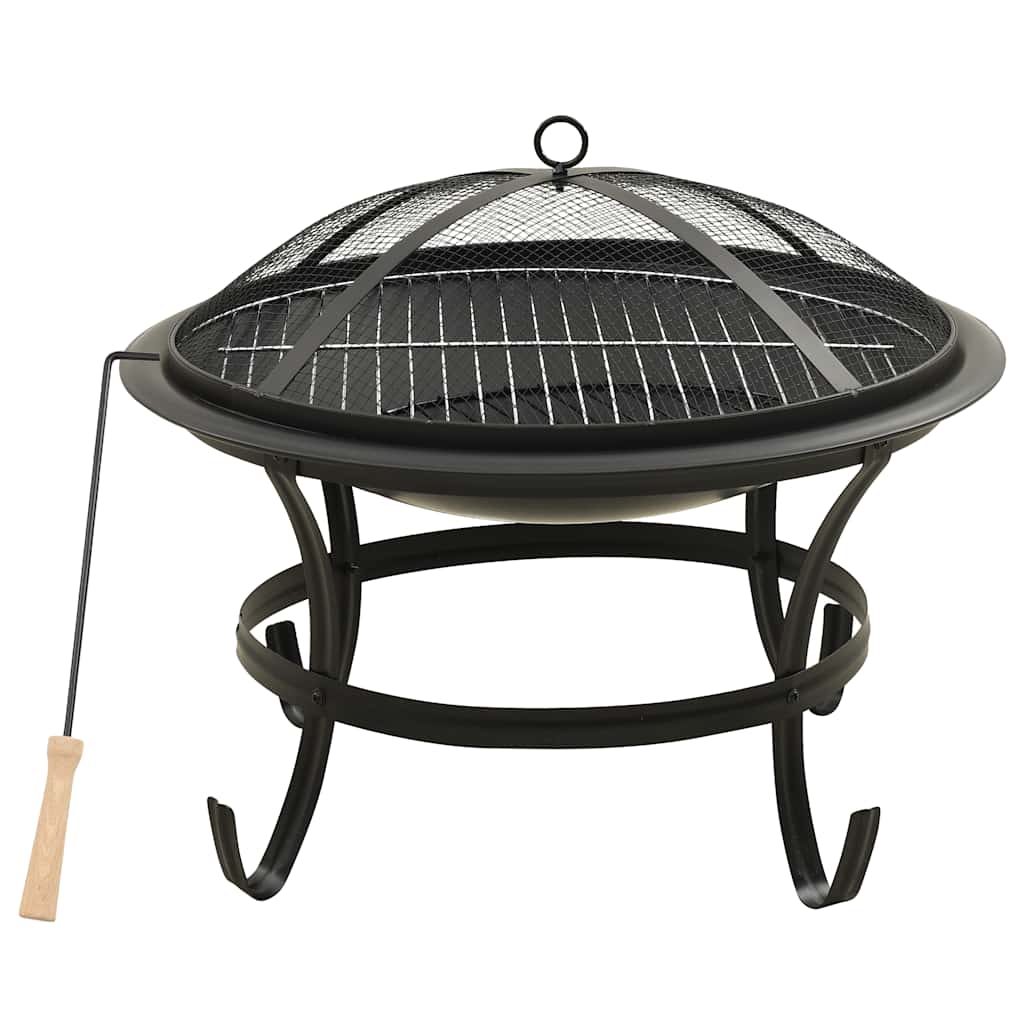 2-i-1 bålfad og grill med ildrager 56x56x49 cm stål