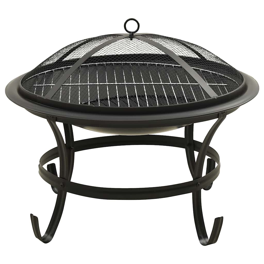 2-i-1 bålfad og grill med ildrager 56x56x49 cm stål