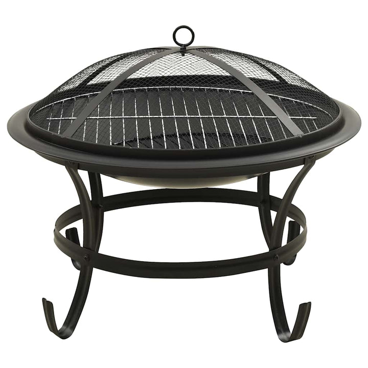 2-i-1 bålfad og grill med ildrager 56x56x49 cm stål