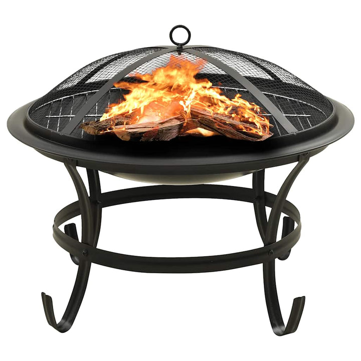 2-i-1 bålfad og grill med ildrager 56x56x49 cm stål