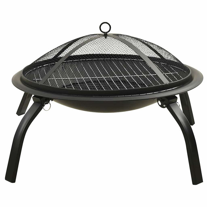 2-i-1 bålfad og grill med ildrager 56x56x49 cm stål
