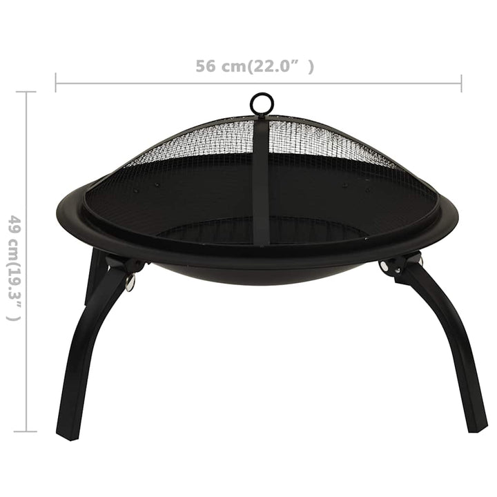 2-i-1 bålfad og grill med ildrager 56x56x49 cm stål
