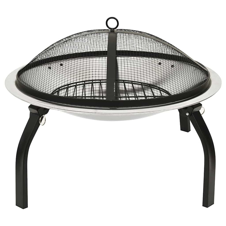 2-i-1 bålfad og grill med ildrager 56x56x49 cm rustfrit stål