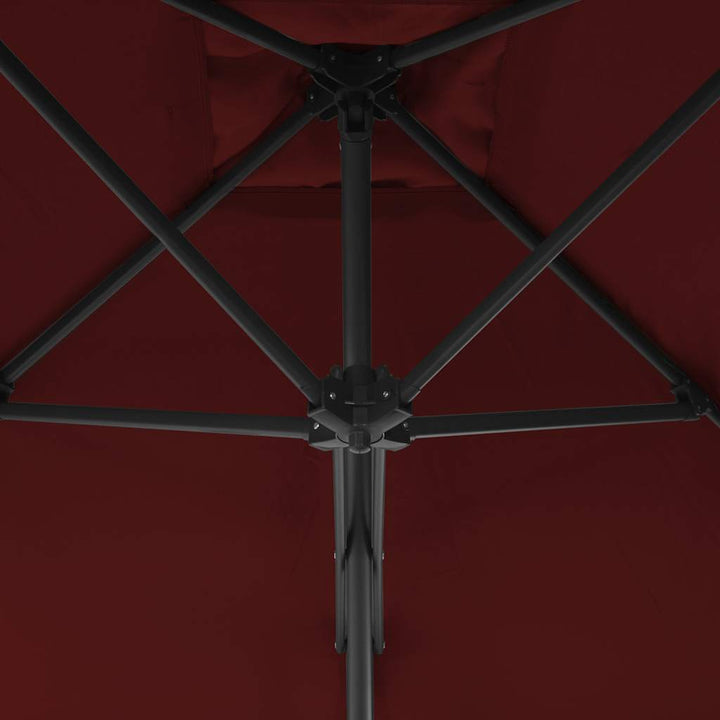 parasol med stålstang 250x250x230 cm bordeauxfarvet