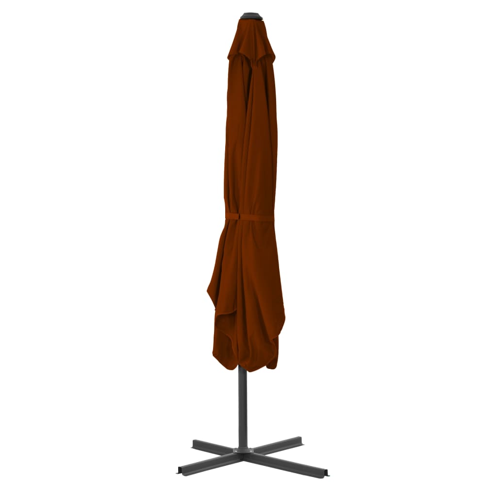 parasol med stålstang 250x250x230 cm terrakottafarvet