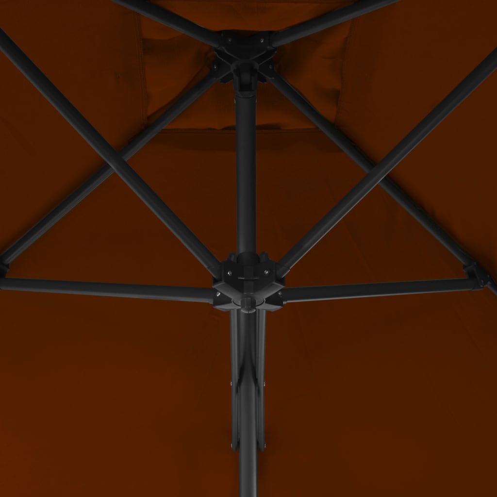 parasol med stålstang 250x250x230 cm terrakottafarvet