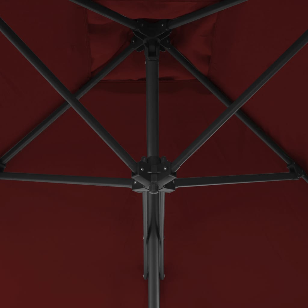 parasol med stålstang 300x230 cm bordeauxfarvet