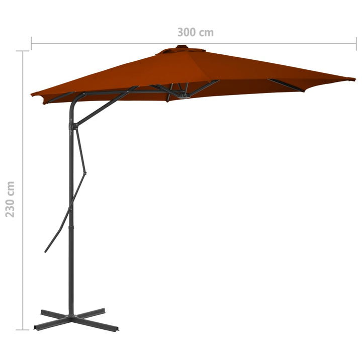 parasol med stålstang 300x230 cm terrakotta