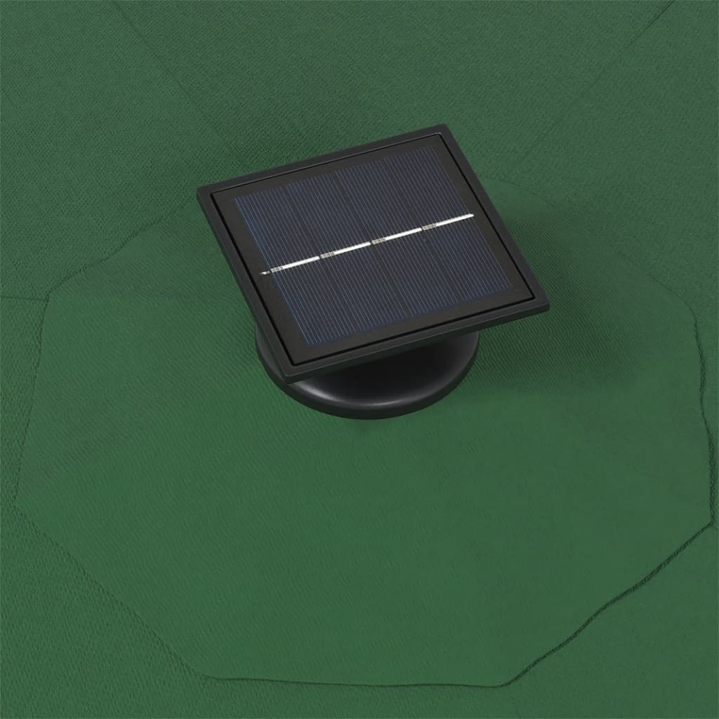 væghængt parasol m. LED-lys 300 cm grøn