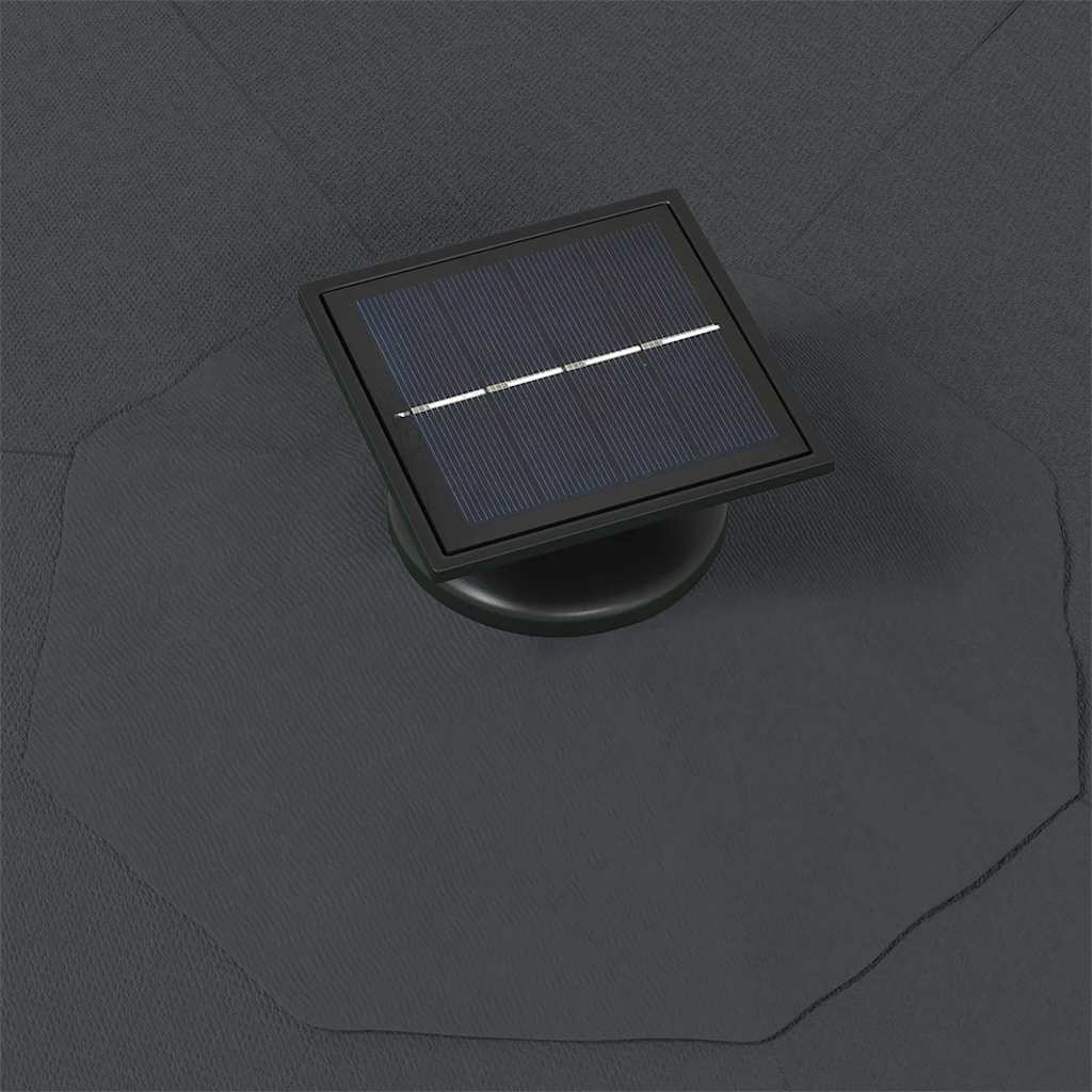 væghængt parasol m. LED-lys 300 cm antracitgrå