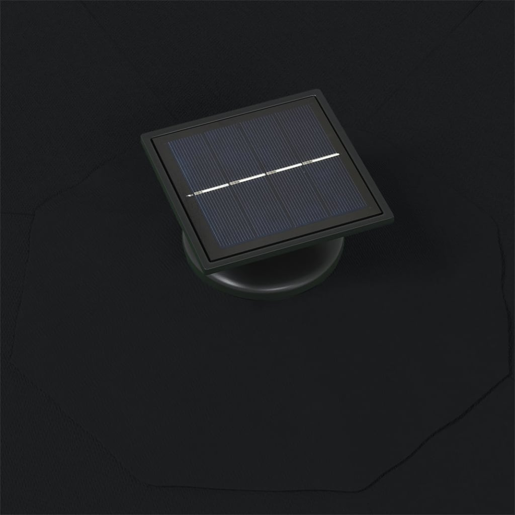 væghængt parasol m. LED-lys 300 cm sort