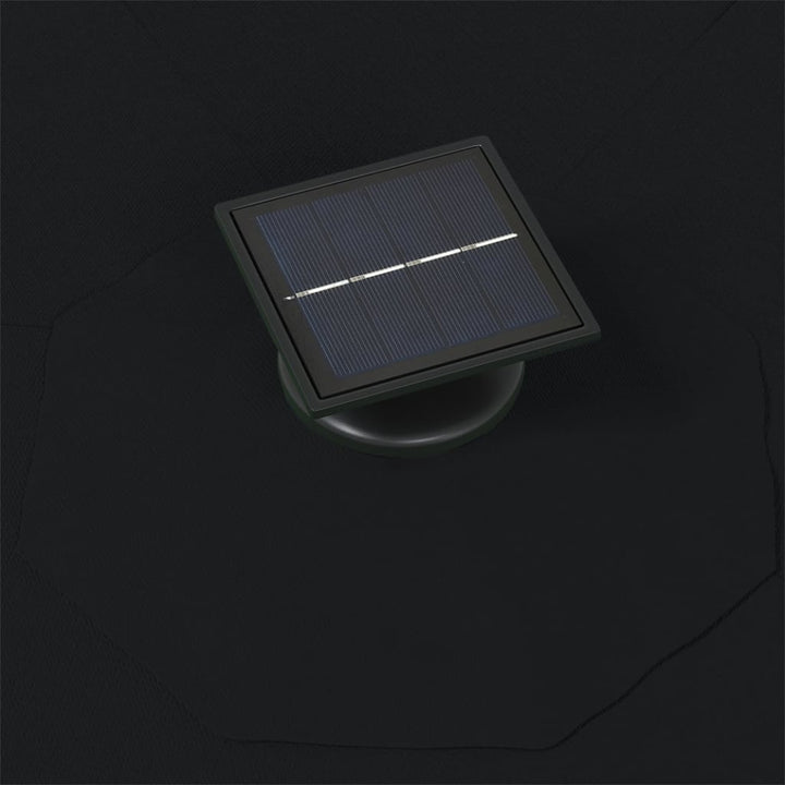 væghængt parasol m. LED-lys 300 cm sort