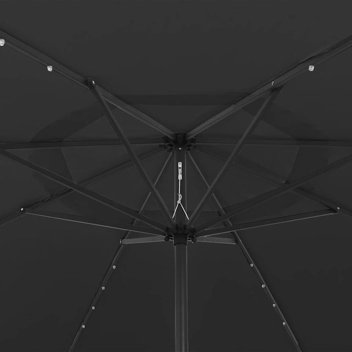 haveparasol med LED-lys 400 cm sort