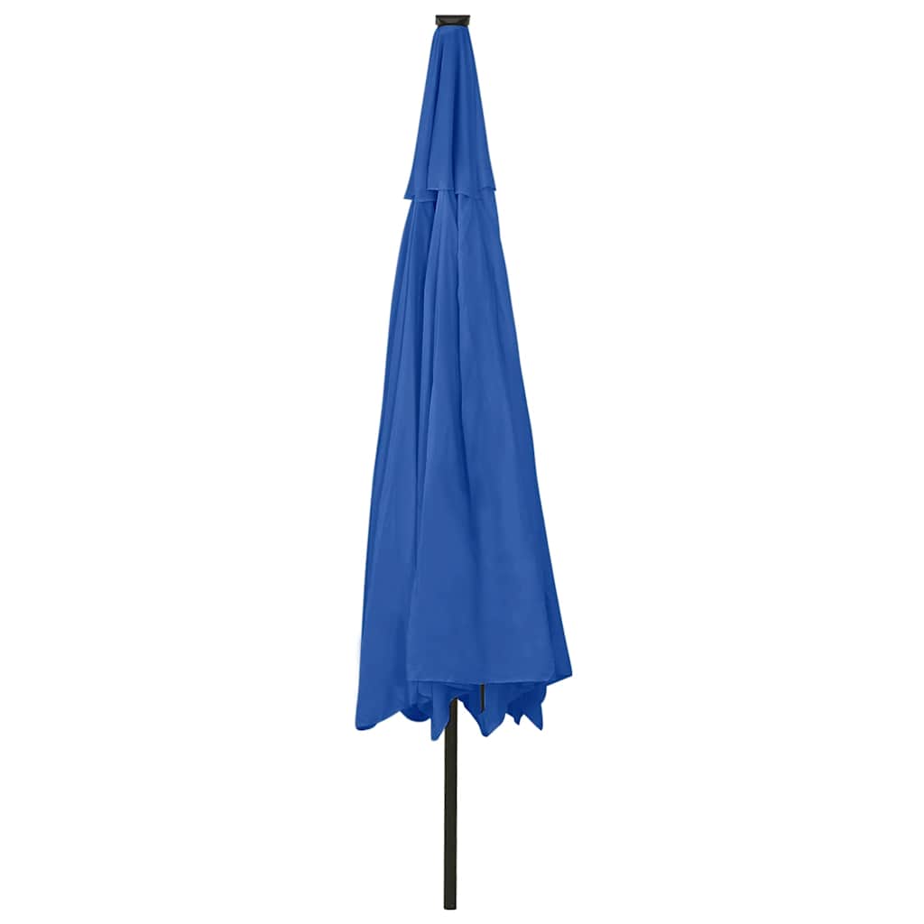 haveparasol med LED-lys 400 cm azurblå