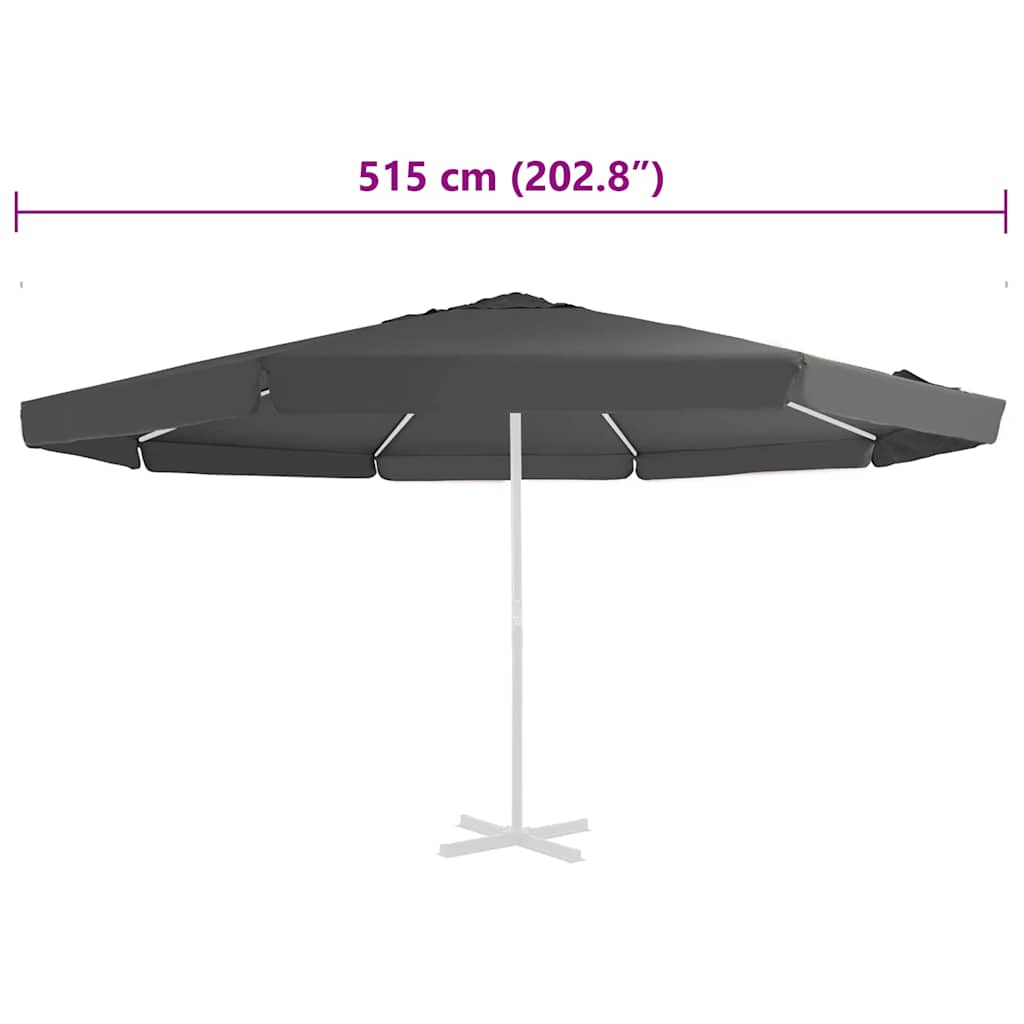 udskiftningsdug til parasol 515 cm antracitgrå