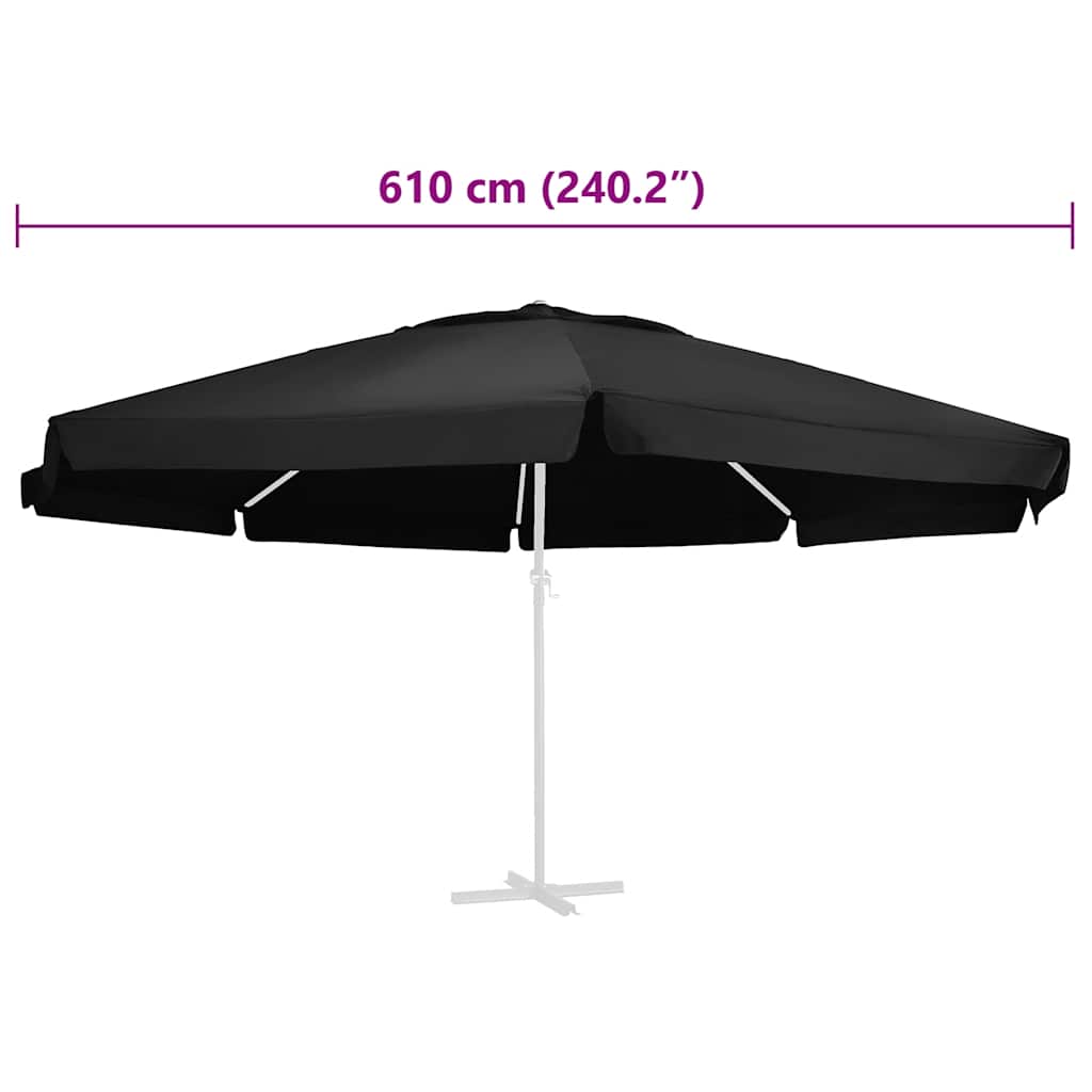udskiftningsdug til parasol 610 cm sort