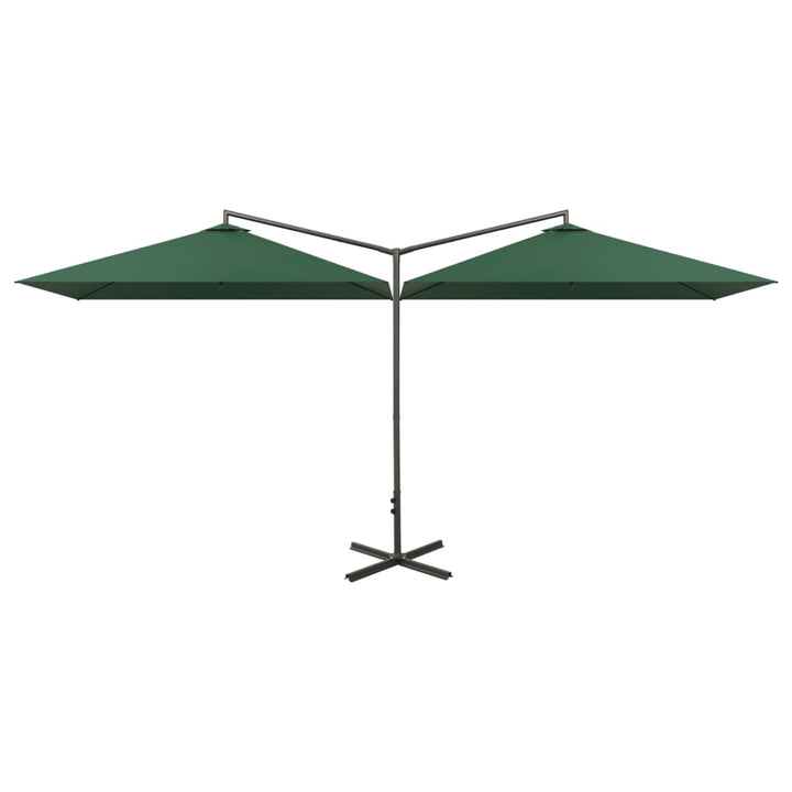 dobbelt parasol 600x300 cm stålstang grøn