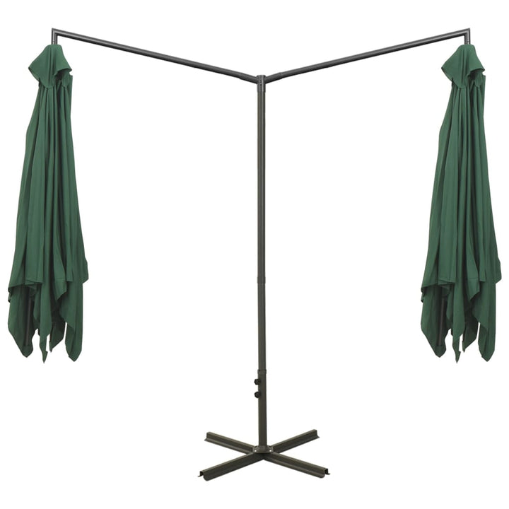 dobbelt parasol 600x300 cm stålstang grøn