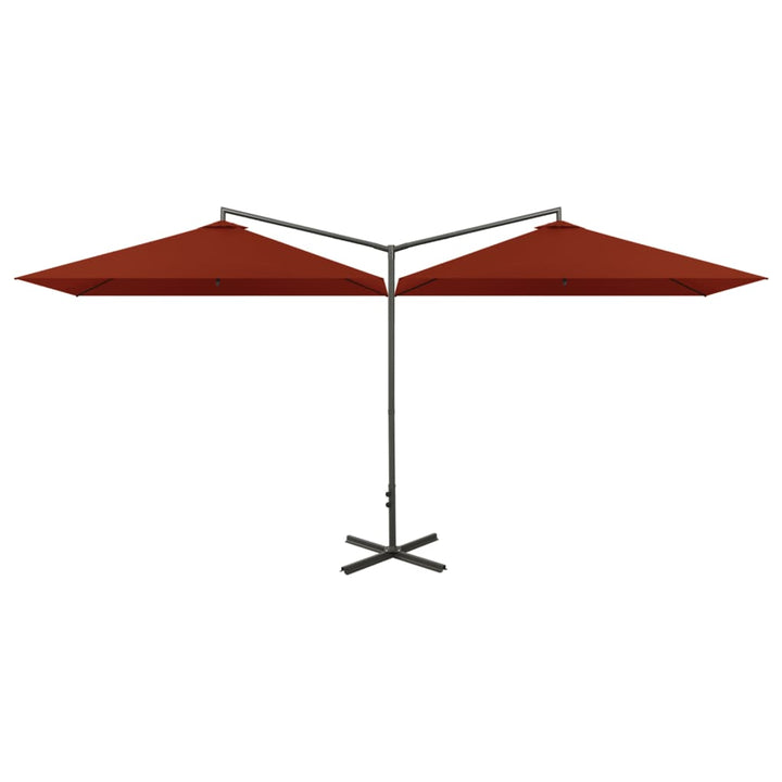 dobbelt parasol 600x300 cm stålstang terracottafarvet