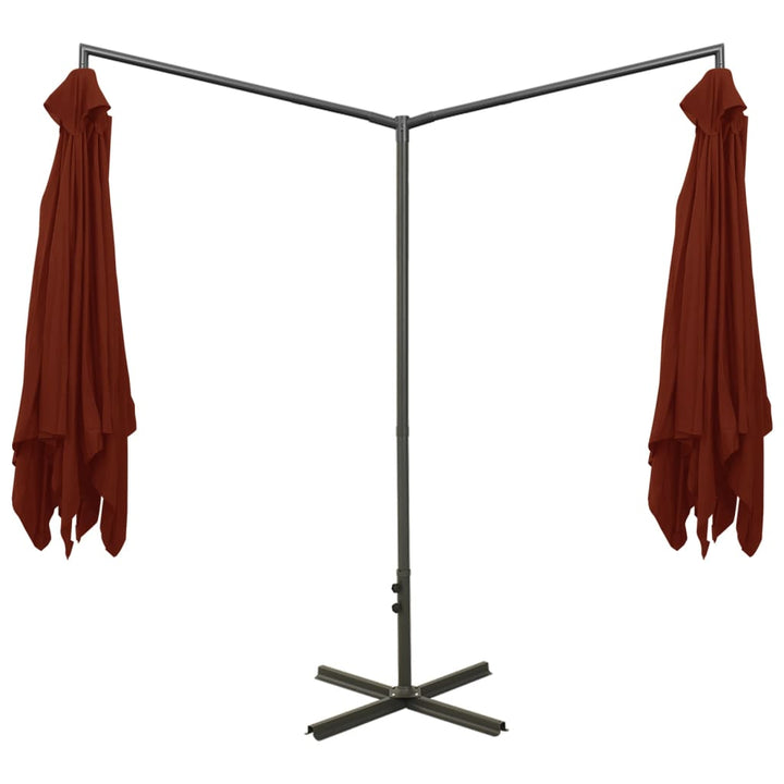 dobbelt parasol 600x300 cm stålstang terracottafarvet