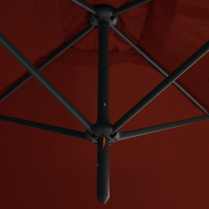 dobbelt parasol 600x300 cm stålstang terracottafarvet