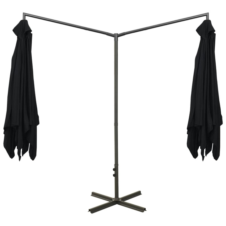 dobbelt parasol 600x300 cm stålstang sort