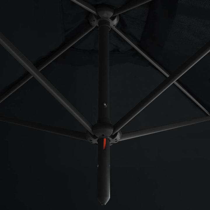 dobbelt parasol 600x300 cm stålstang sort