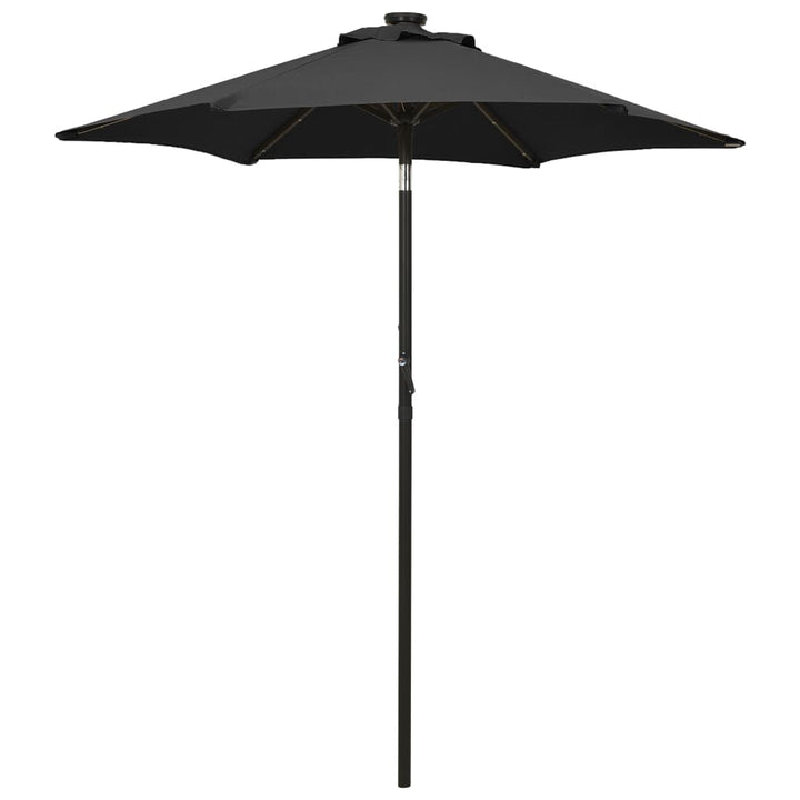 parasol med LED-lys 200x211 cm aluminium sort