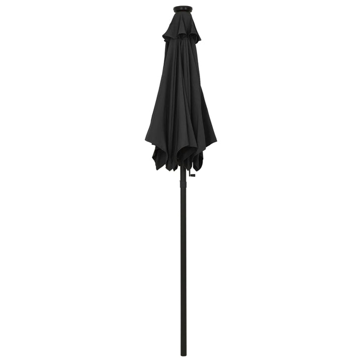 parasol med LED-lys 200x211 cm aluminium sort