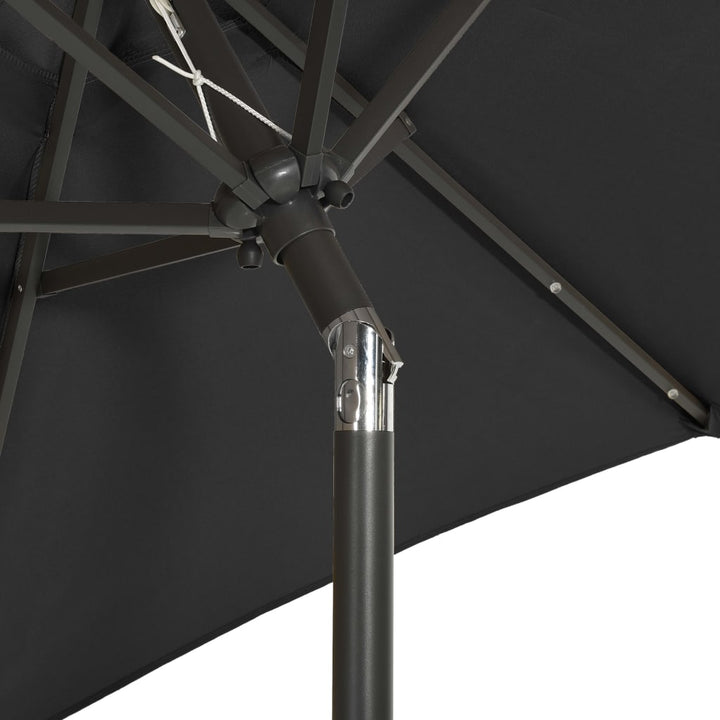 parasol med LED-lys 200x211 cm aluminium sort