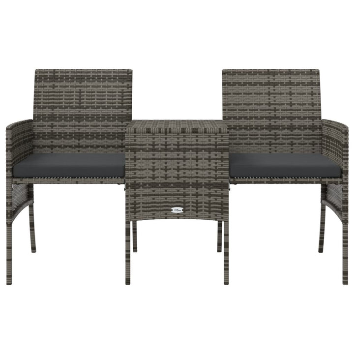 2-personers havesofa med tebord og taburetter polyrattan grå
