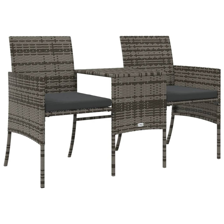 2-personers havesofa med tebord og taburetter polyrattan grå